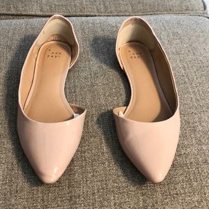 A New Day shiny nude pointy toe flats, 7.5